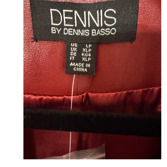 Dennis Basso Faux Leather Blazer Jacket LP Large Petite Red NWT - Picture 5 of 5